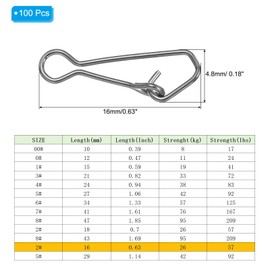 PATIKIL High Strength Fishing Snaps 50 Pack 57lb Stainless Steel Line Pin Connector Swivel Clip Quick Change Fishing Lures for Freshwater Saltwater White