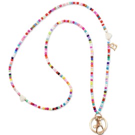 MyfavoriteK Colorful Beaded Teacher Lanyard with Initial Trendy Cute Badge Holder Neck Lanyards for Teacher Nurse Office Cruise (b)