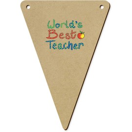 5 x 140mm 'World's Best Teacher' Wooden Bunting Flags (BN00083603)