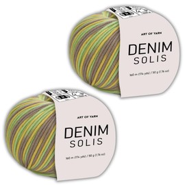 Art of Yarn Denim Solis Variegated Yarn 55% Cotton,45% Poliacrylic,Total 100g(3.52 Oz),320m(348 Yds) Soft Smooth Yarn Sport Fine2 for Crocheting, Knitting, Amigurumi,Blankets,Garments 2 Skein 99958