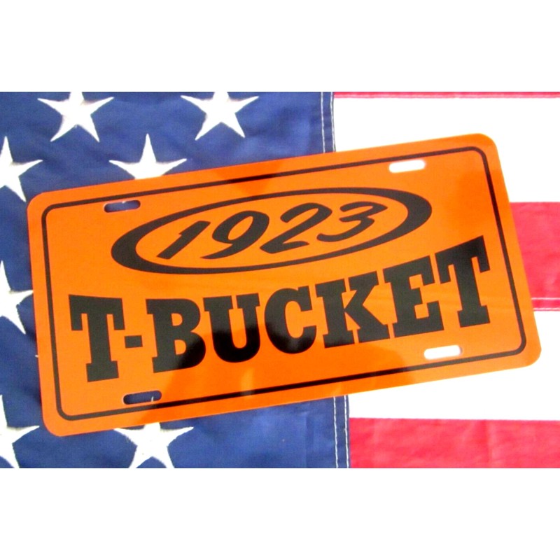 Orange 1923 Ford T Bucket License plate tag Hot Rod