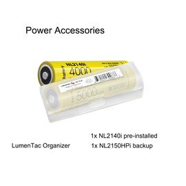 Nitecore P20i UV Tactical Flashlight with UV Light, 1800 Lumen USB Rechargeable Including 2X Rechargeable Batteries and LumenTac Battery Organizer