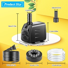 pamaner 3 Pack Submersible Pump with Led Light, Small Fountain Pump with Tubing, Submersible Water Pump for Aquarium Fish Tank Indoor or Outdoor Pond Fountain Hydroponics Statuary (10W 160GPH)