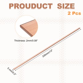 sourcing map 2 Pcs Copper Flat Bar, 0.08" x 3/16" x 13'' C110 Solid Copper Bus Bar Stock Plate Solid Metal Sheets for DIY Crafts, Repairs, Electrical (2mm x 5mm x 330mm)