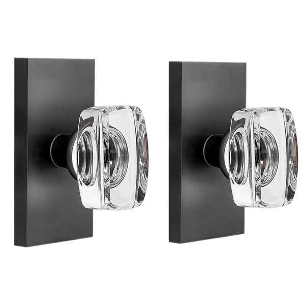 HIEMEY Crystal Glass Dummy Door Knob Interior, Matte Black Dummy