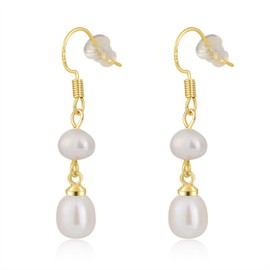 Relveo Gold Pearl Dangle Earrings for Women Pearl Drop Earrings Gold Plated Dangle Earrings for Women Wedding Guest
