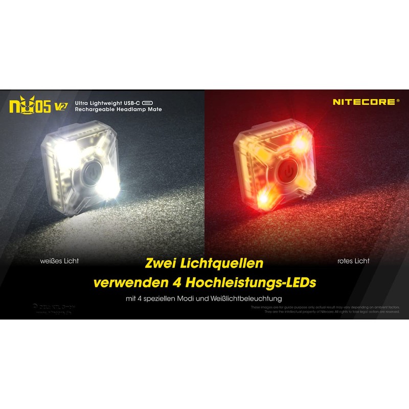Nitecore NU05 V2 Hoofdlamp Oplaadbaar
