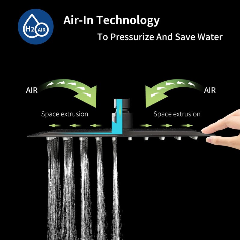 Rain Shower Head 10'' High Pressure Square Rainfall Shower Head