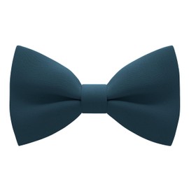 Bow Tie House Boys Pre-Tied Soft Crape Bow Tie for Wedding Formal Events Solid Tuxedo (Medium, Dark Green)