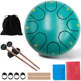 Rain Drum, 8 Notes 6 Inches, Chakra Rain Drum, Steel Tongue Drum, Rain Music Drum, Outdoor Rain Drum, Garden Handpan with Beater, Percussion Instruments (8 Tone 6 Inches)