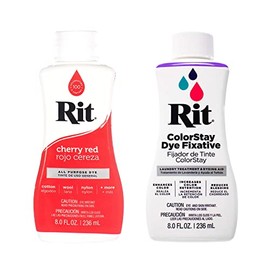 Rit Dye – 8 Oz. Liquid Fabric Dye for Clothing, Décor, and Crafts – Cherry Red with Color Fixative