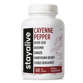 STAY ALIVE Cayenne Pepper Capsules w/Ginger, Garlic, Turmeric, Hawthorn, Diosmin, Citrus, Ceylon Cinnamon and Olive Leaf Extract, 10-in-1 Blend, 60 Pills, Non-GMO & Gluten-Free Supplement