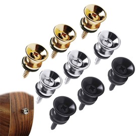 BZKSER Pack of 9 Guitar Strap Buttons - Metal Guitar Strap End Button with Mounting Screws and Rubber Cushion for Classic Electric Acoustic Guitar Bass Ukulele Gold, Silver, Black