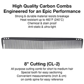 Olivia Garden CarbonLite 8.5" Cutting Comb made of carbon, ultra-light, high heat resistant, durable and anti-static