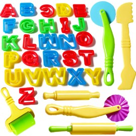 Carykon Set of 32 PCS Smart Dough Tools Kit with Models and Molds, Alphabet
