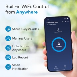 ULTRALOQ U-Bolt WiFi Smart Lock with Door Sensor, 7-in-1 WiFi Deadbolt Smart Lock, App Remote Control No Hub, Auto Unlock, Easy Install, IP65 Waterproof, ANSI Grade 1, Nickel