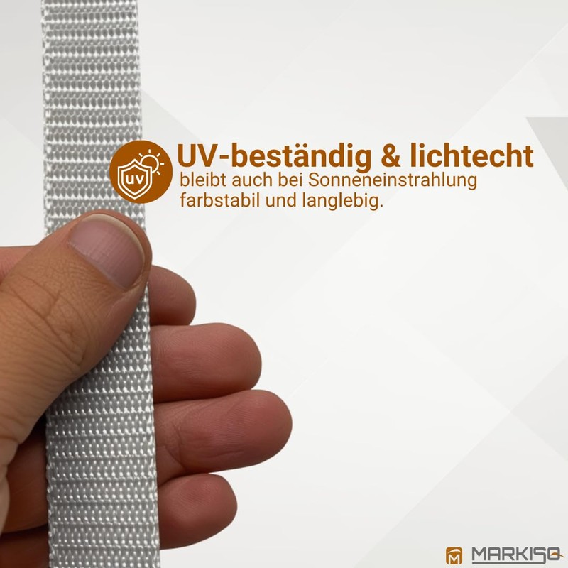 markiso® Rolladengurt 23mm x 6,5m – verstärkte Webkante, UV- &