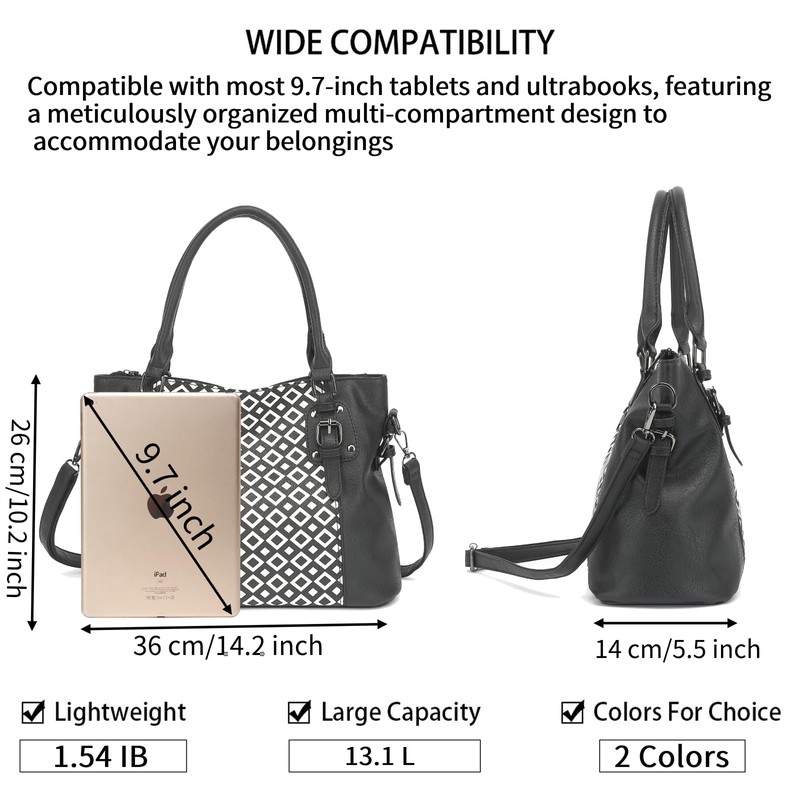 HiRiley 2PC Set Handbags Bags for Women Pu Leather Purse