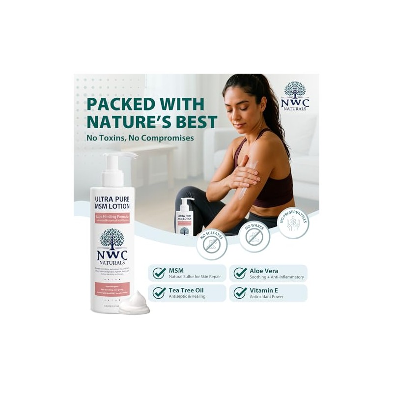 NWC Naturals Ultra Pure Extra-Healing MSM Lotion, 8 Fluid Ounce