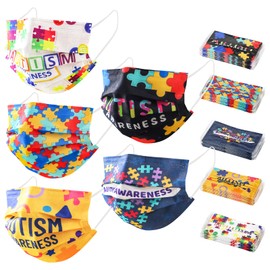 50Pcs Autism Awareness Masks Autism Awareness Accessories, Autism Awareness Bulk Stuff for Boys Girls Adults, Autism Awareness Month Gifts for Inspiring Symbol, Party Events Autism Support Supplies