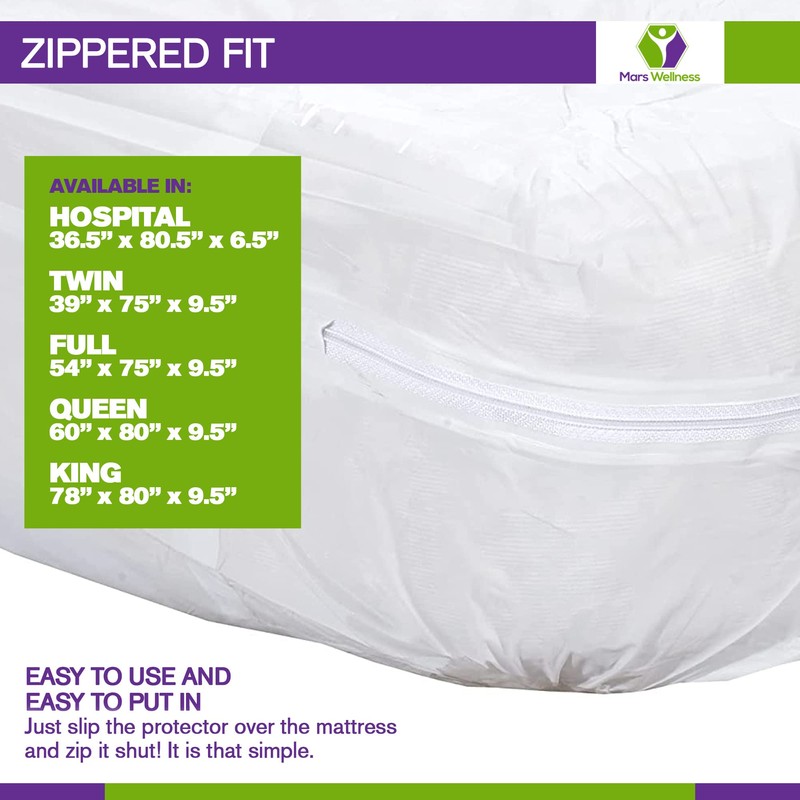 Mars Wellness Waterproof Vinyl Mattress Protector and Cover - Zippered