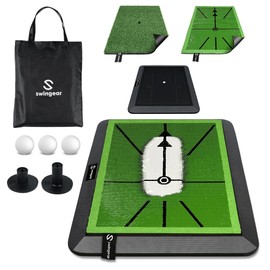 2 in 1 Golf Hitting Mat - Durable Dual Surface Practice mat - Easy to Use Swing Training aid w/Interchangeable Divot Board & Turf mat - Instant Feedback to Analyze Your Swing - Gifts for Golfers
