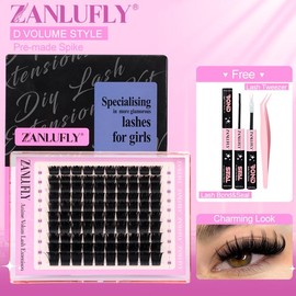 zanlufly Lash Clusters KIt D Curly Lash Extension Kit Volume Thick Eyelash Extension Kit Full Mega Individual Lashes Kit Comestic Makeup:_Full Mega Lashes