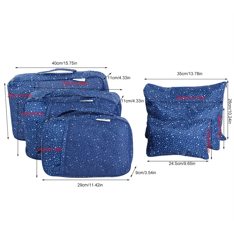 6pcs Waterproof Travel Clothes Storage Bags Luggage Organizer Travel Packing