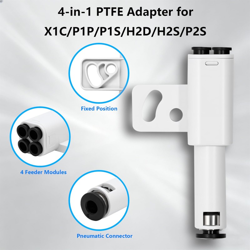 4-in-1 PTFE Adapter for X1/P1 Series, 3D Printer Multi-Color and