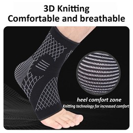 Coogime 2 Stück Sprunggelenkbandage, Bandage Fußgelenk, Kompressionssocken, plantarfasziitis Bandage, Breathable Ankle Brace, Fußbandage für Sport, Fitness, Alltag (Grey, L(EU:39-42))