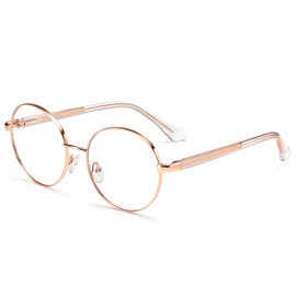 Dollger Blue Light Glasses for Woman Men Fashion Round Circle Gold Pink Frame Clear Fake Glasses