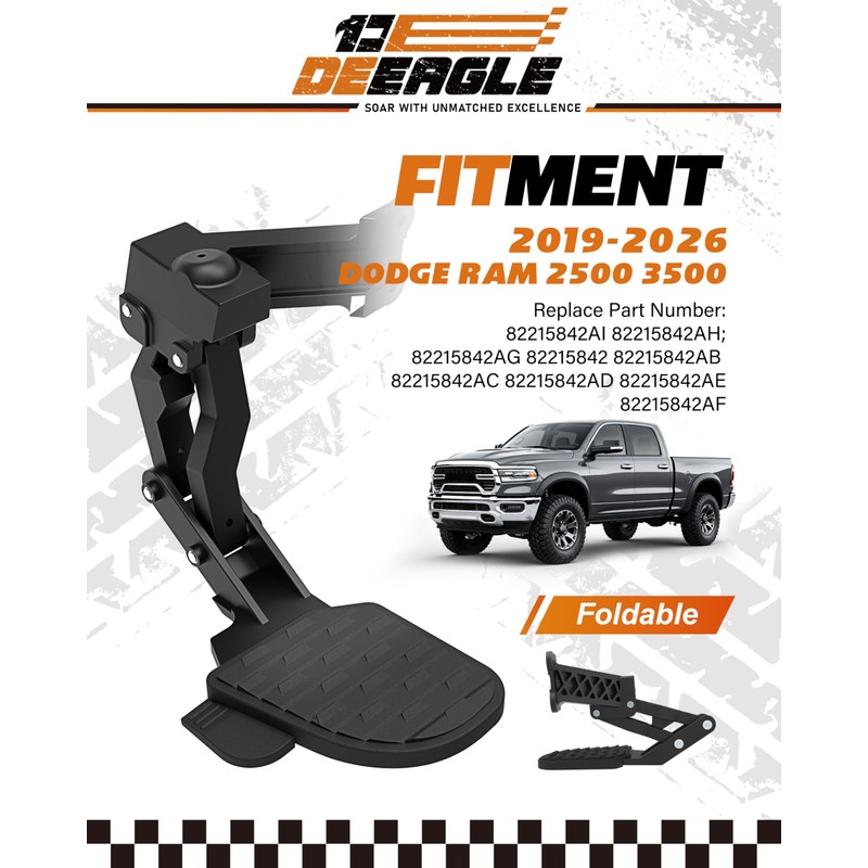 DEEAGLE Aluminum Rear Bed Step Compatible with 2019-2026 Ram 2500
