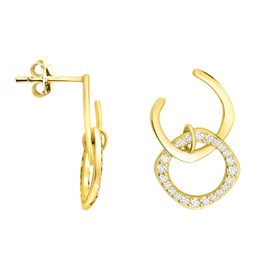SOFIA MILANI - Women's Earrings 925 Silver with Zirconia Stones - Oval Stud Earrings, Yellow Gold, Zircon