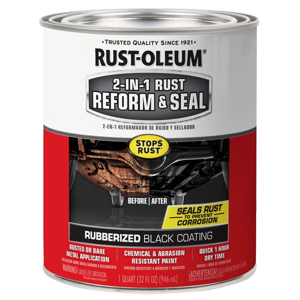 Rust-Oleum 344763 Automotive 2-in-1 Rust Reform & Seal, Quart, Black, 32 Fl Oz (Pack of 1)