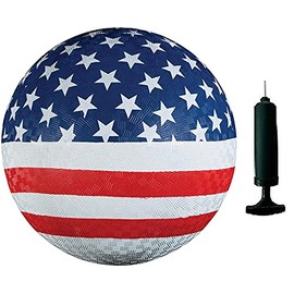 Toys+ 8.5 Inch Colorful Playground Ball + Pump (USA Flag + Pump)