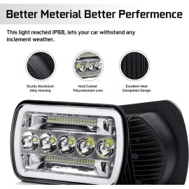 Bricologht 2x 7X6 5x7 LED Headlights Hi/Lo DRL Fit Ford F600 F700 F800 Ft800 Dump Truck C12