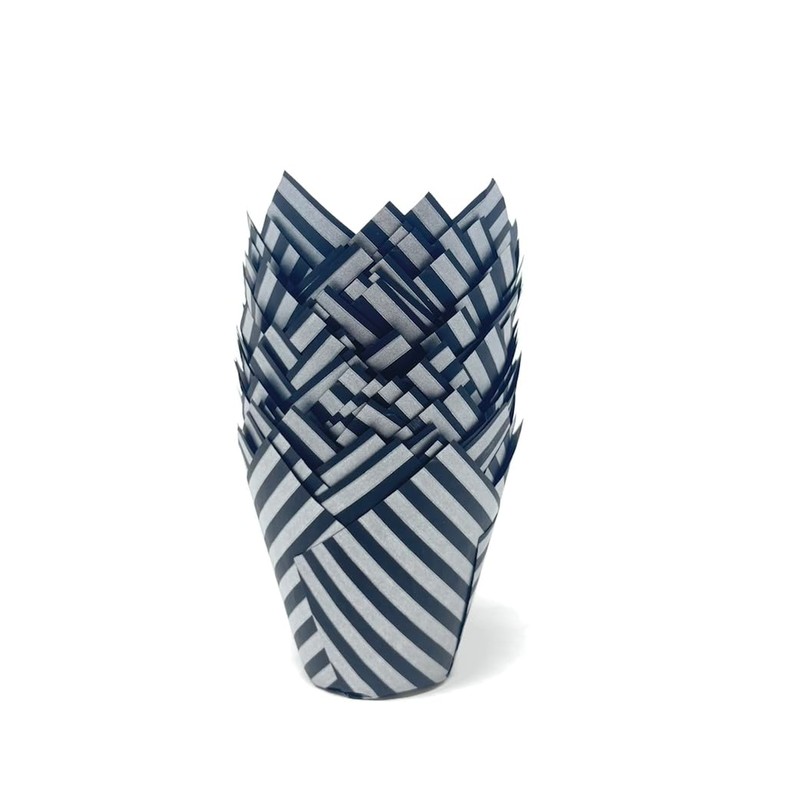 Bakery Direct Black with Silver Stripe Muffin Tulip Wraps Cupcake