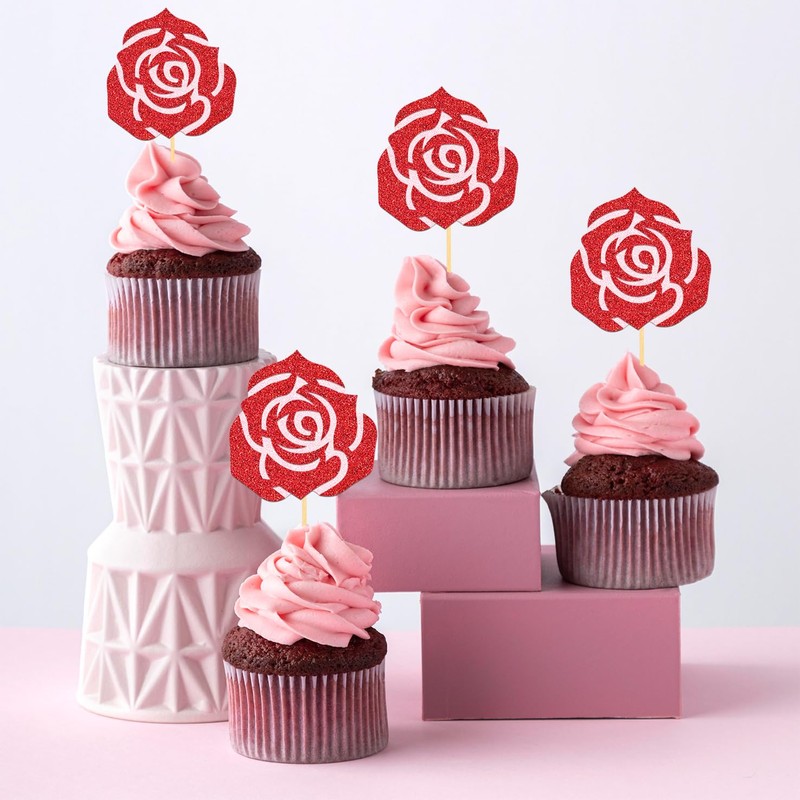 Valentine's Day Cupcake Toppers (Rose)