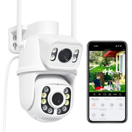 Reobiux 4K 8MP Camara de Seguridad Exterior, Cámara de Seguridad con Seguimiento automático, Sirena, Visión Nocturna Color, Audio Bidireccional, IP66, poyo Alexa