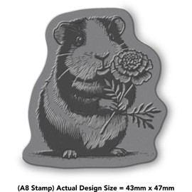Azeeda 'Meerschweinchen hält Ringelblume' Unmontierter Gummistempel - für Basteln, Scrapbooking und Kartengestaltung - Größe A8 (RS00060484)