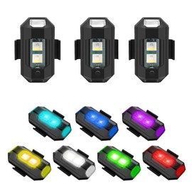 ALIMOTA Conjunto de 10 Luces LED Estroboscópicas Anticolisión Recargables en 7 Colores: Ideal para Motocicletas, Drones y Vehículos Nocturnos