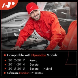 A-Premium Windshield Washer Reservoir Compatible with Select Hyundai Models - Sonata 2011-2015, Azera 2012-2017, with Cap