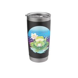 Frog napper lily pad lotus serene peaceful glowing smile Stainless Steel Insulated Tumbler