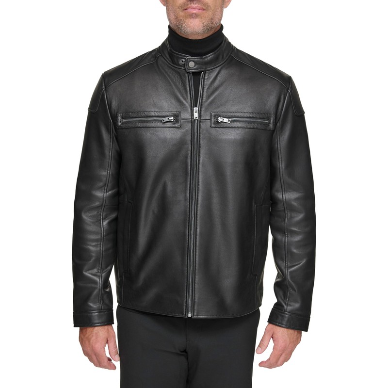 ANDREW MARC Men's Leather Jacket, Black