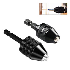 Mini Drill Chuck Adapter 2 PCS Keyless Quick Change Mini Drill Chuck Converter 1/4” Hex Shank for Micro Drill Bit Chuck Conversion Tool, Keyless Conversion Chuck Adapter (0.3-6.5mm+0.3-3.6mm)