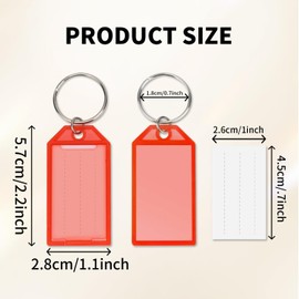 URSMART 96 PCS Key Tags,2Inch Plastic Key Labels Tags with Split Ring Label Window Waterproof Key Label Suitable for Keys Backpacks Luggage Wallet(8 Colors)