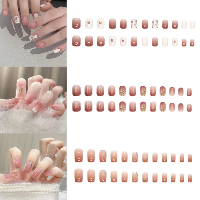 NIUANIUA Nail Tip, Short, False Nails, Cute, Round Tip, Fashion,