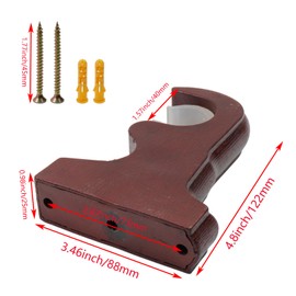 Nicerity 2Pcs Wooden Curtain Rod Brackets Drapery Rod Sturdy Curtain Rod Hooks for Living Room Bedroom Bathroom（Red Bronze）