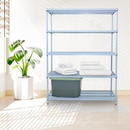 Design Ideas MeshWorks, 5-Tier Steel Shelving Rack, 440lb Capacity Per Shelf, Sky Blue