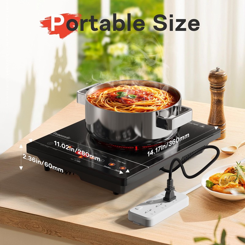 Traenvir Single Burner Electric Cooktop, Portable Electric Stove One Burner,